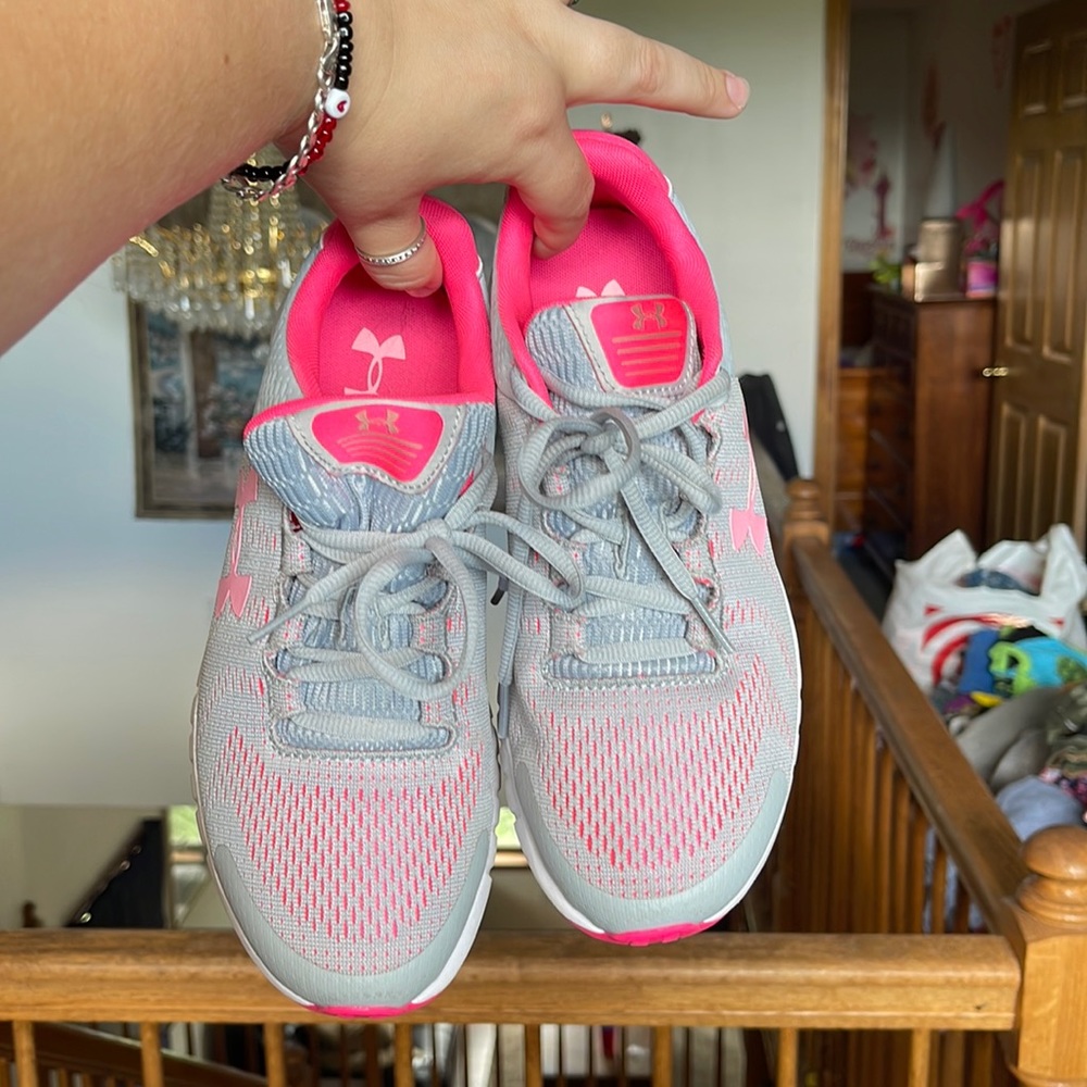 Under Armour Sneakers, Pink and Grey, size 6Y
